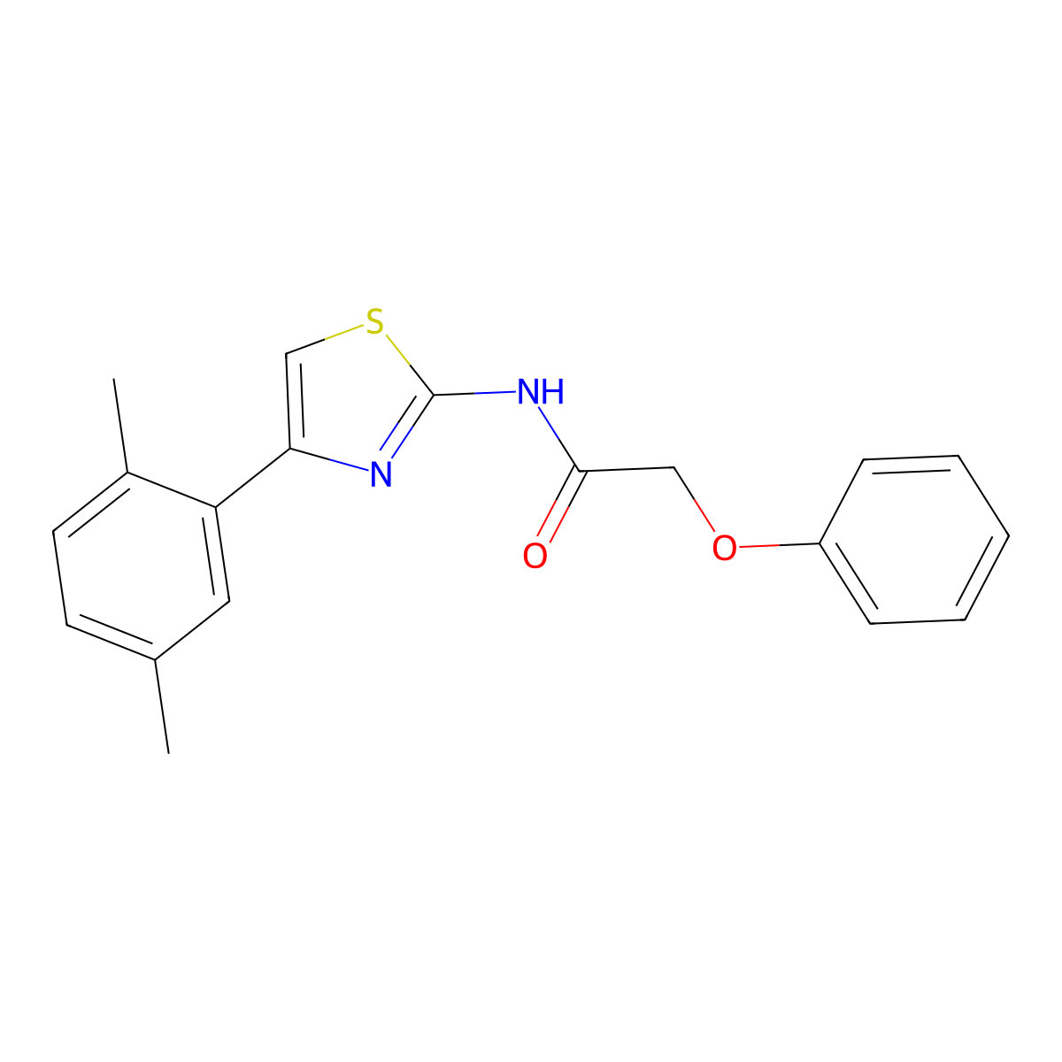 N-[4-(2,5-dimethylphenyl)-1,3-thiazol-2-yl]-2-phenoxyacetamide molecular structure, CAS 444937-04-6