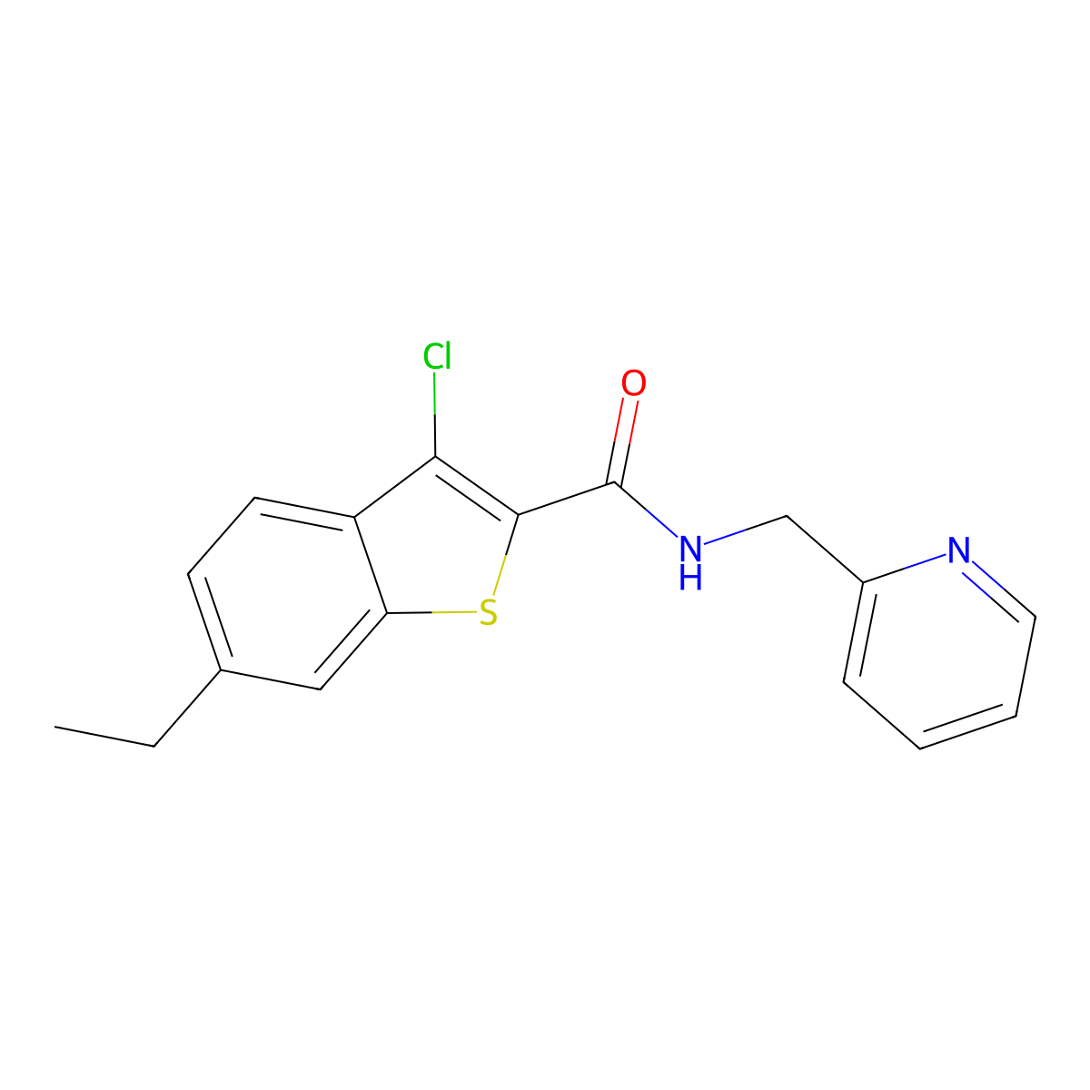 3-chloro-6-ethyl-N-(pyridin-2-ylmethyl)-1-benzothiophene-2-carboxamide molecular structure, CAS 444937-09-1