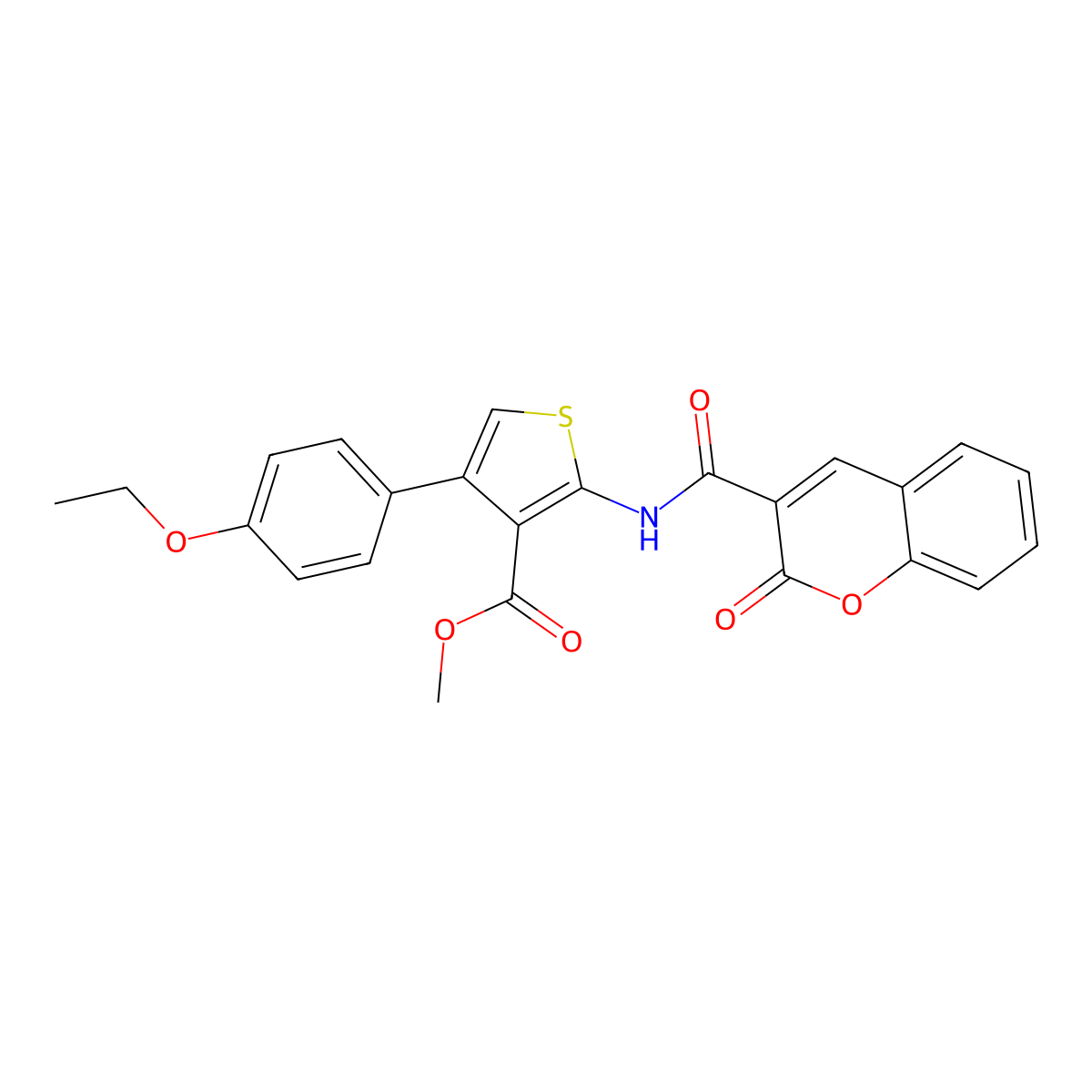 methyl 4-(4-ethoxyphenyl)-2-{[(2-oxo-2H-chromen-3-yl)carbonyl]amino}-3-thiophenecarboxylate molecular structure, CAS 444937-24-0