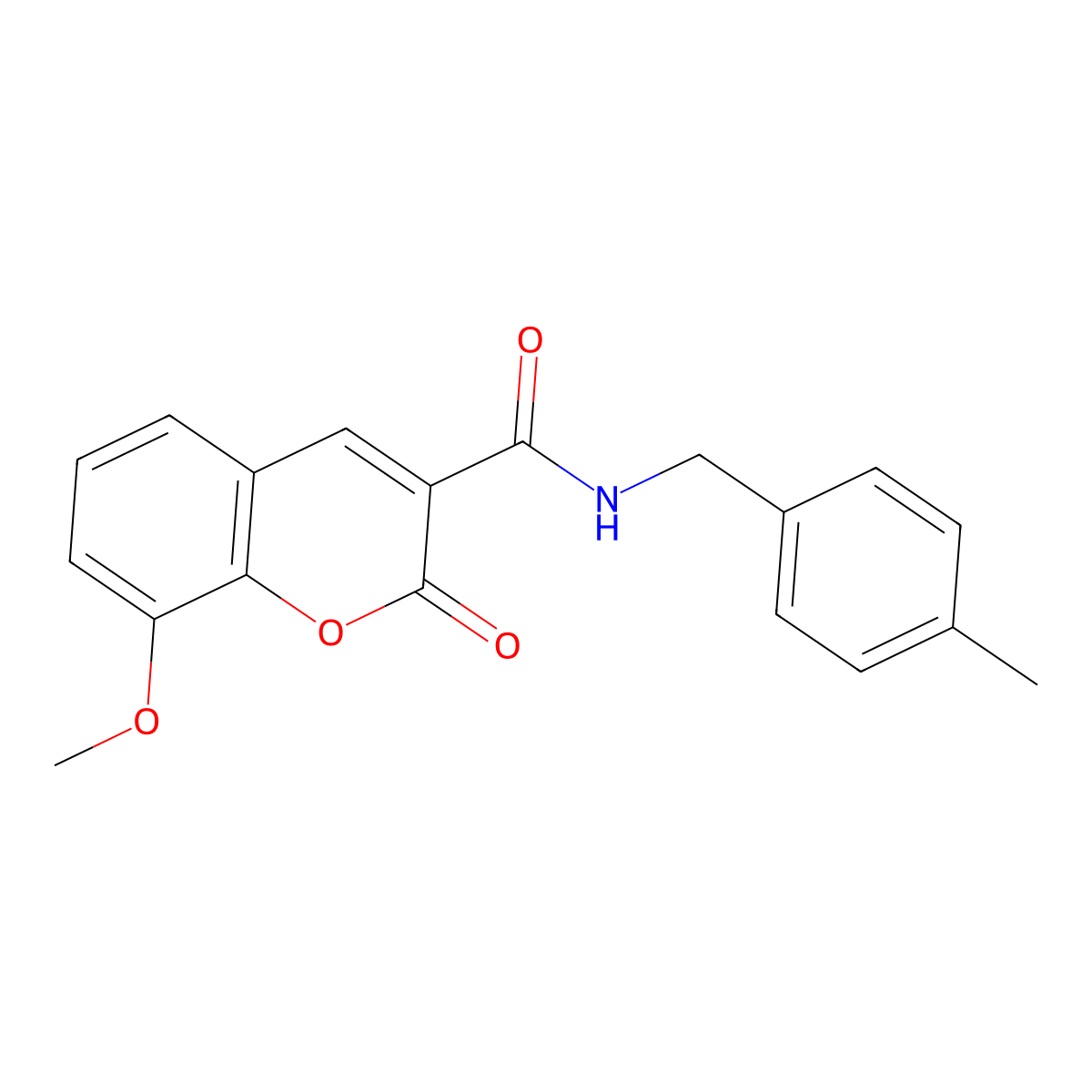 8-methoxy-N-[(4-methylphenyl)methyl]-2-oxochromene-3-carboxamide molecular structure, CAS 444937-26-2