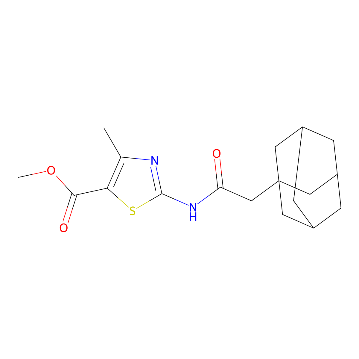 Methyl 2-[[2-(1-adamantyl)acetyl]amino]-4-methyl-1,3-thiazole-5-carboxylate molecular structure, CAS 444937-32-0