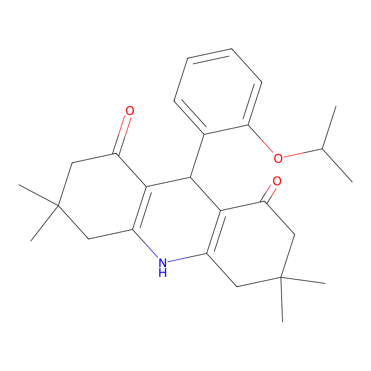 3,3,6,6-Tetramethyl-9-(2-propan-2-yloxyphenyl)-2,4,5,7,9,10-hexahydroacridine-1,8-dione molecular structure, CAS 444937-39-7