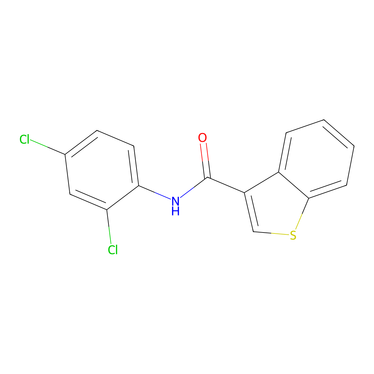 N-(2,4-dichlorophenyl)-1-benzothiophene-3-carboxamide molecular structure, CAS 444937-50-2