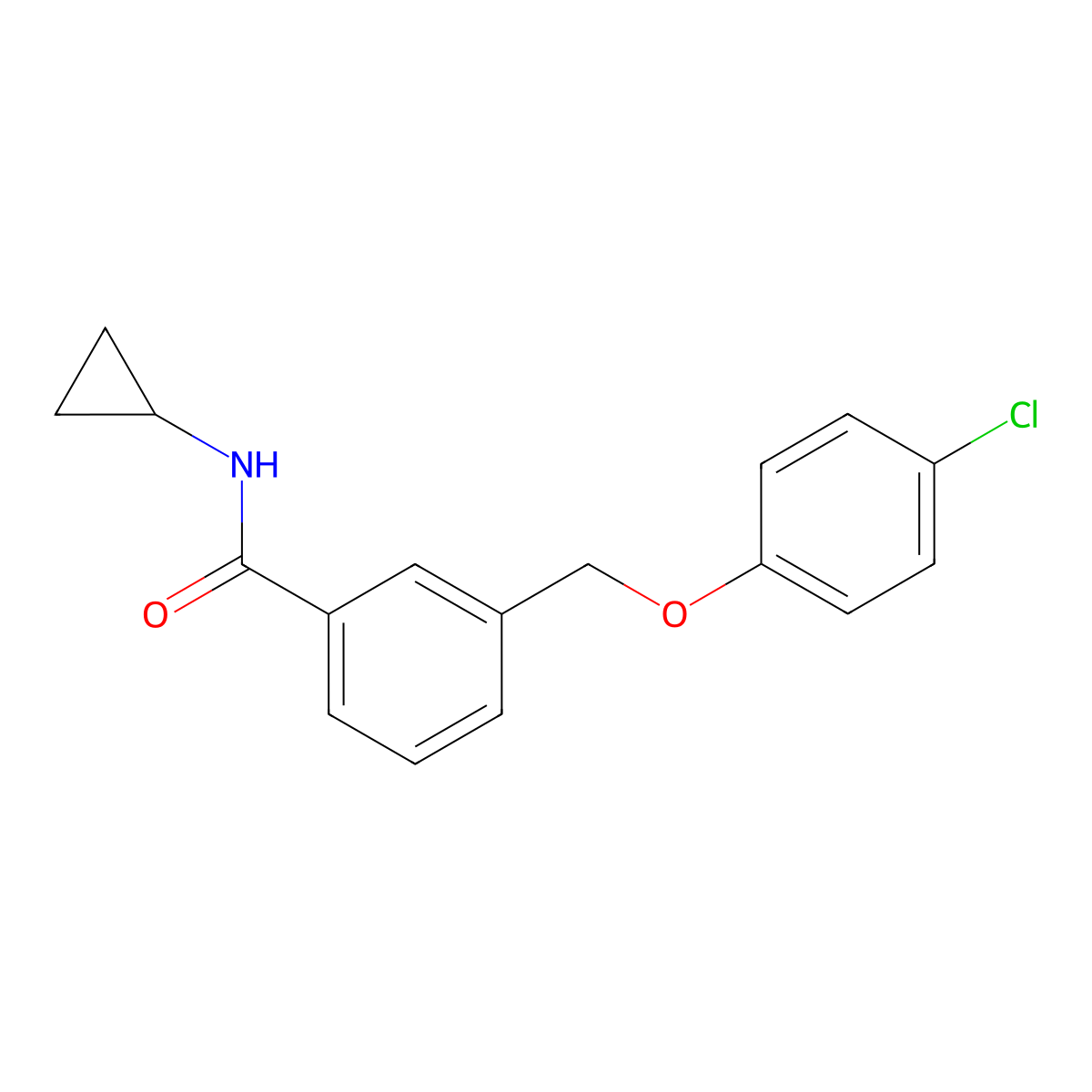 3-[(4-chlorophenoxy)methyl]-N-cyclopropylbenzamide molecular structure, CAS 444937-55-7
