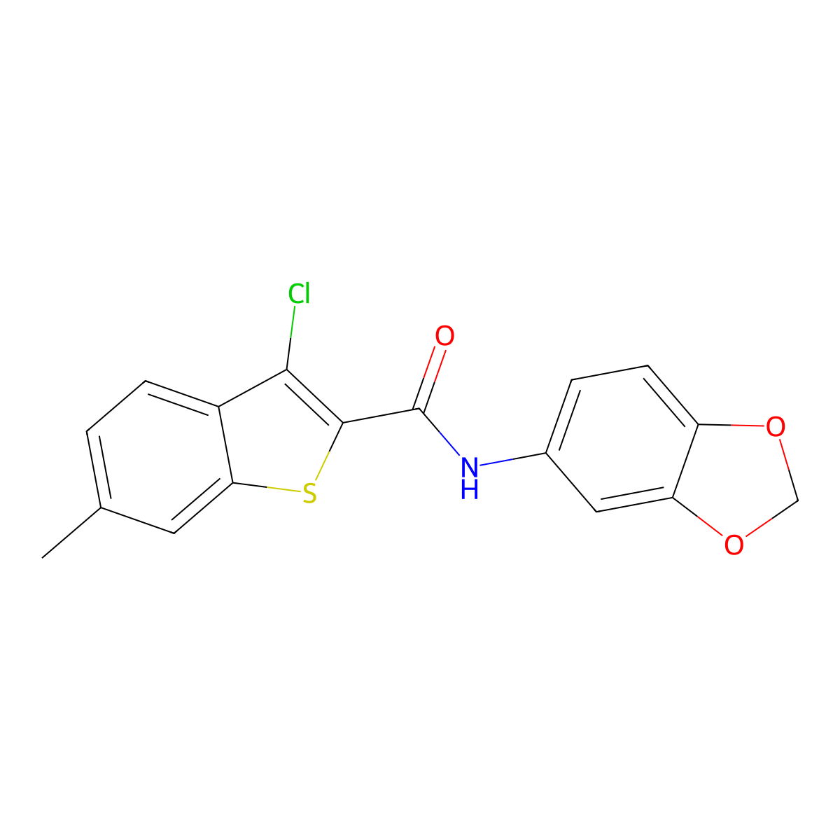 N-(1,3-benzodioxol-5-yl)-3-chloro-6-methyl-1-benzothiophene-2-carboxamide molecular structure, CAS 444937-59-1
