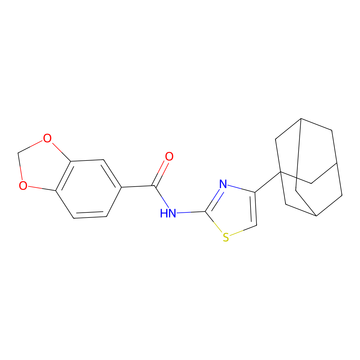 N-[4-(1-adamantyl)-1,3-thiazol-2-yl]-1,3-benzodioxole-5-carboxamide molecular structure, CAS 444937-69-3
