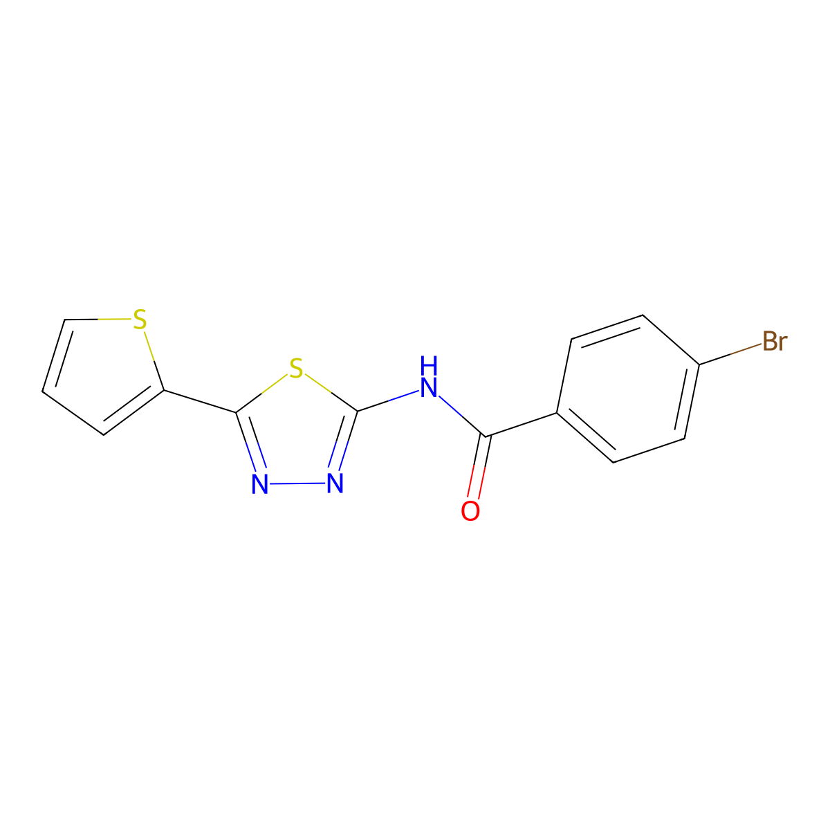 4-bromo-N-(5-thiophen-2-yl-1,3,4-thiadiazol-2-yl)benzamide molecular structure, CAS 444937-71-7