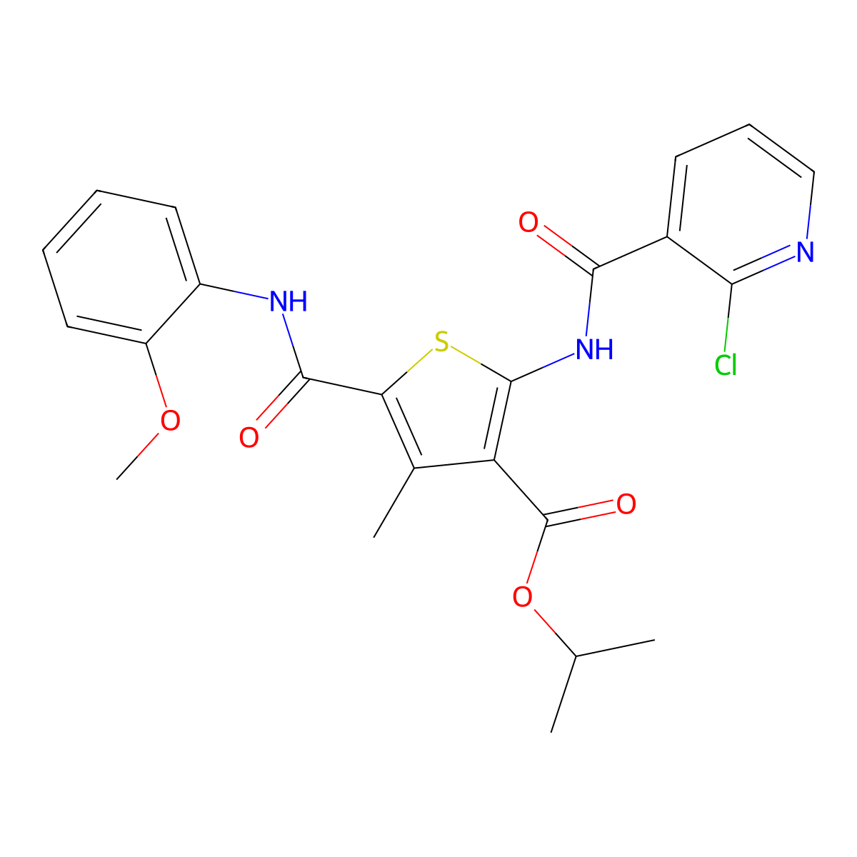 Propan-2-yl 2-[(2-chloropyridine-3-carbonyl)amino]-5-[(2-methoxyphenyl)carbamoyl]-4-methylthiophene-3-carboxylate molecular structure, CAS 444937-72-8