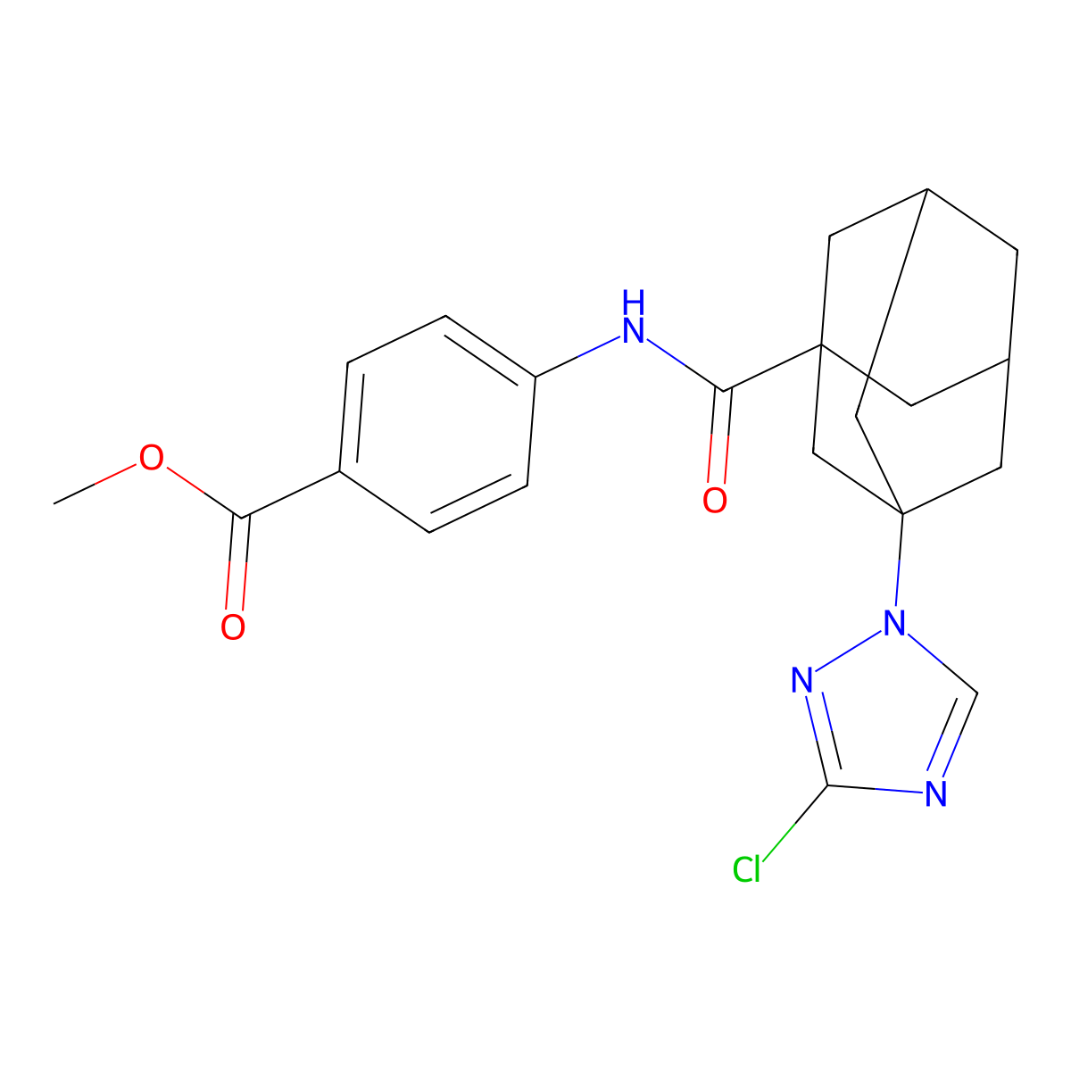 methyl 4-({[3-(3-chloro-1H-1,2,4-triazol-1-yl)-1-adamantyl]carbonyl}amino)benzoate molecular structure, CAS 444937-80-8