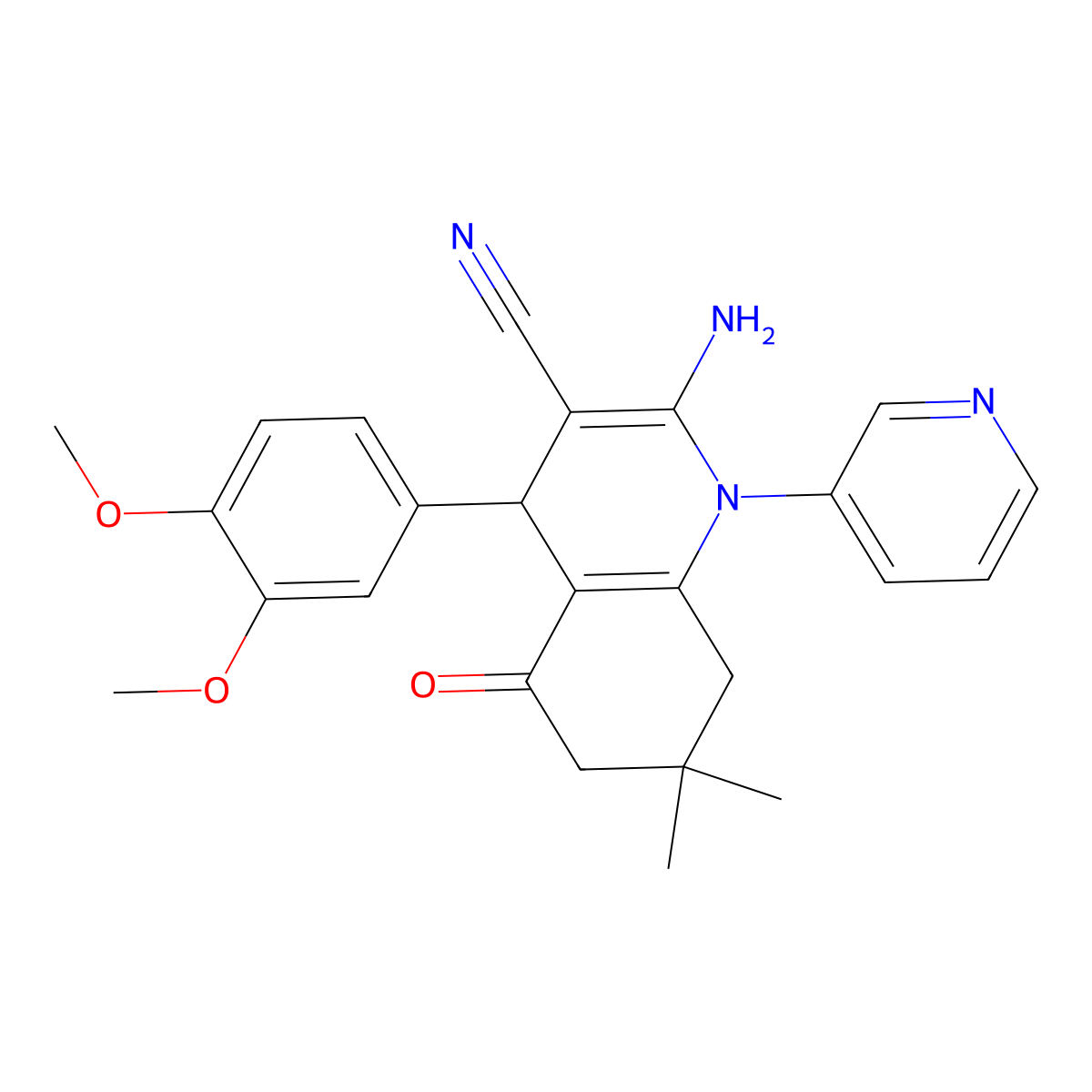 2-Amino-4-(3,4-dimethoxyphenyl)-7,7-dimethyl-5-oxo-1-(3-pyridinyl)-1,4,5,6,7,8-hexahydro-3-quinolinecarbonitrile molecular structure, CAS 444937-85-3