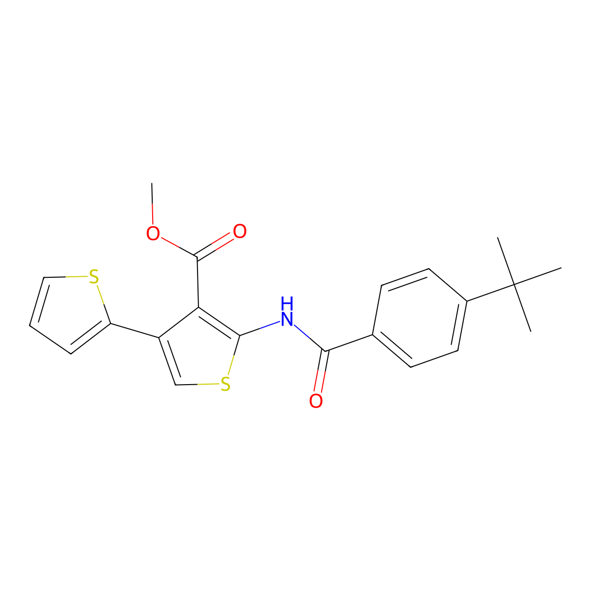 Methyl 2-[(4-tert-butylbenzoyl)amino]-4-thiophen-2-ylthiophene-3-carboxylate molecular structure, CAS 444937-89-7