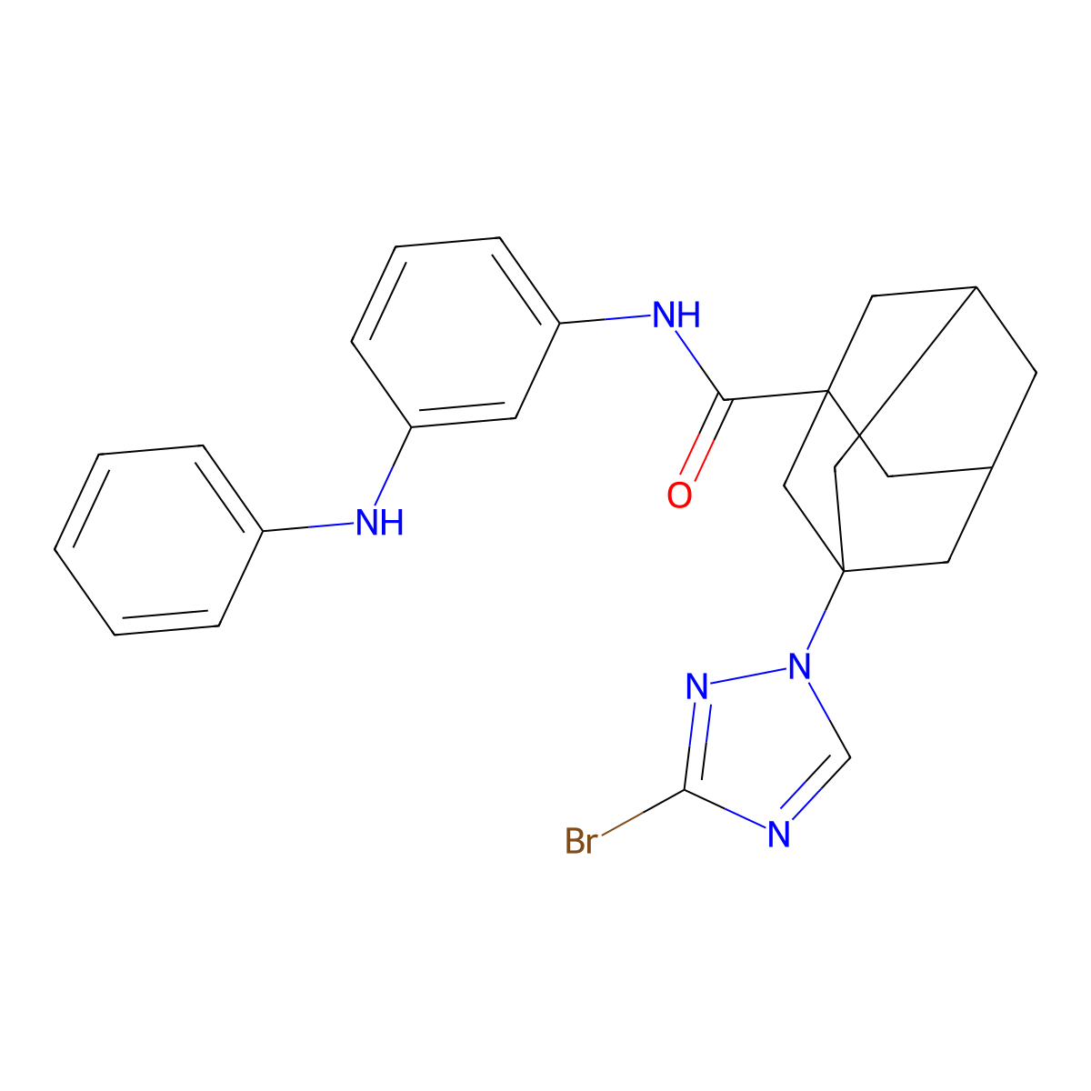 N-(3-anilinophenyl)-3-(3-bromo-1,2,4-triazol-1-yl)adamantane-1-carboxamide molecular structure, CAS 444937-93-3