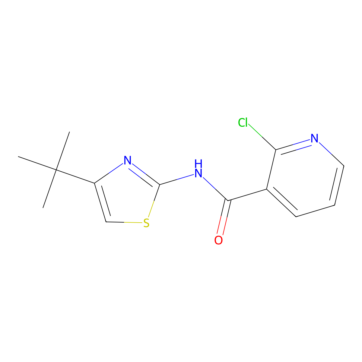 N-(4-tert-butyl-1,3-thiazol-2-yl)-2-chloropyridine-3-carboxamide molecular structure, CAS 444938-11-8