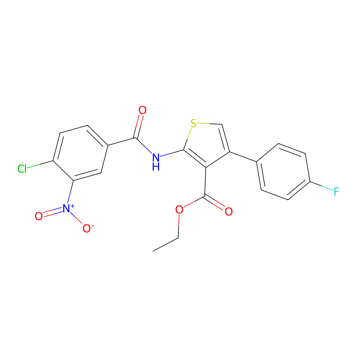 Ethyl 2-[(4-chloro-3-nitrobenzoyl)amino]-4-(4-fluorophenyl)thiophene-3-carboxylate molecular structure, CAS 444939-99-5