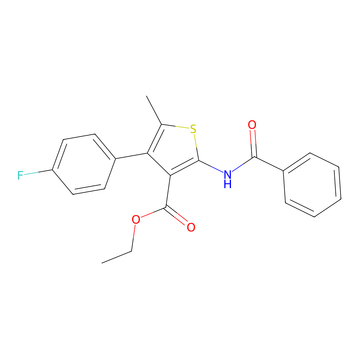 Ethyl 2-benzamido-4-(4-fluorophenyl)-5-methylthiophene-3-carboxylate molecular structure, CAS 444940-04-9