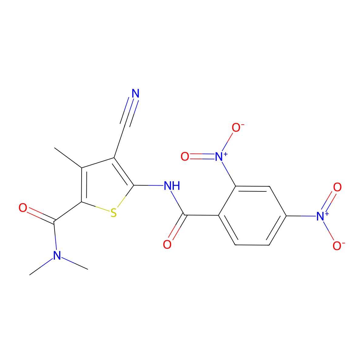 4-cyano-5-[(2,4-dinitrobenzoyl)amino]-N,N,3-trimethylthiophene-2-carboxamide molecular structure, CAS 444940-13-0