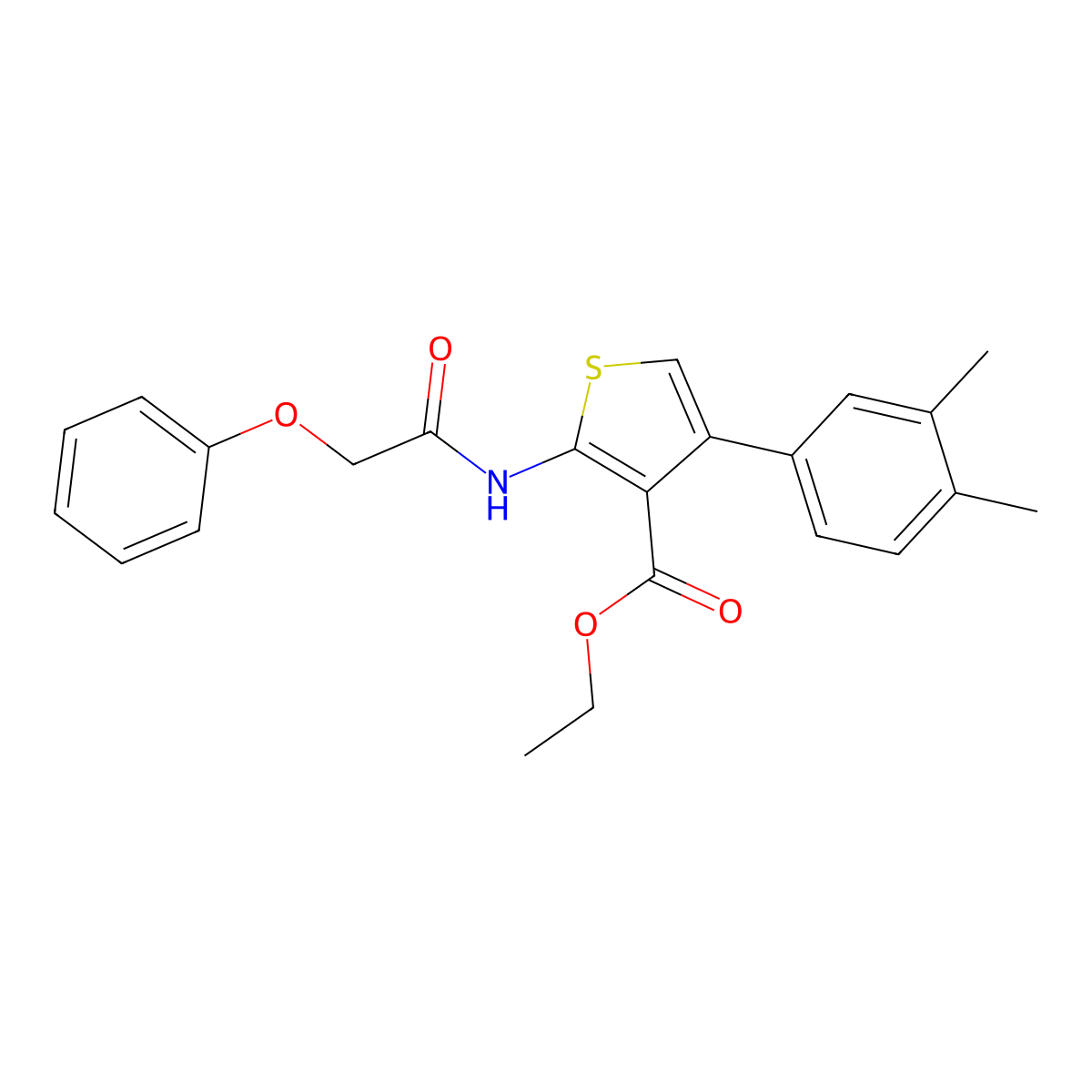 Ethyl 4-(3,4-dimethylphenyl)-2-[(phenoxyacetyl)amino]thiophene-3-carboxylate molecular structure, CAS 444940-20-9