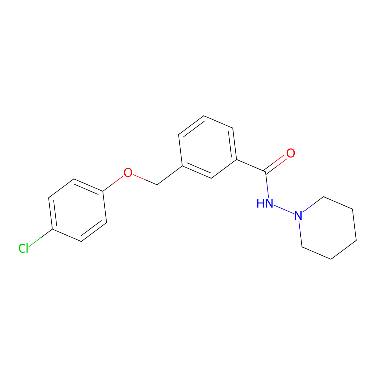 3-[(4-chlorophenoxy)methyl]-N-piperidin-1-ylbenzamide molecular structure, CAS 444940-23-2