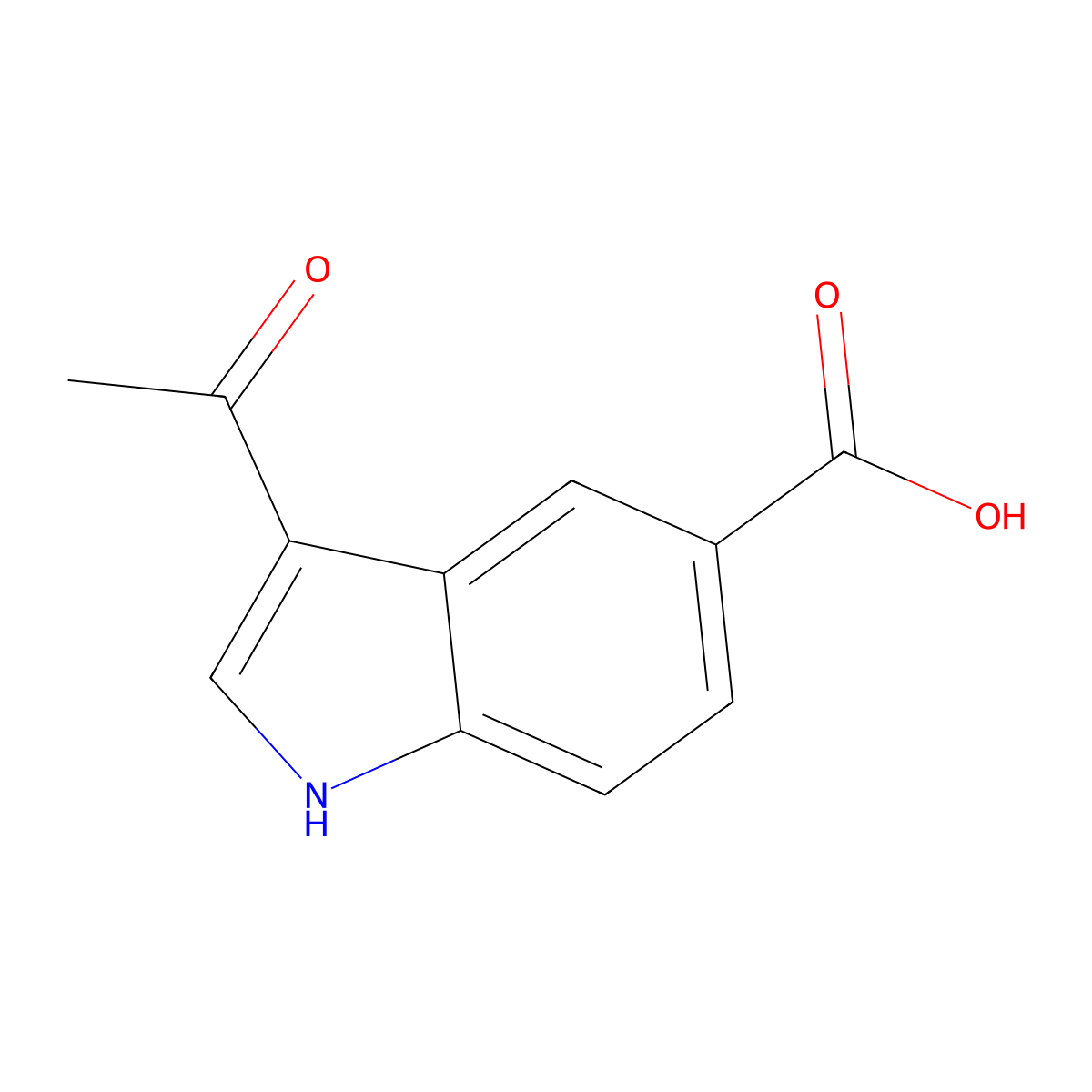 3-acetyl-1H-indole-5-carboxylic acid molecular structure, CAS 444991-59-7