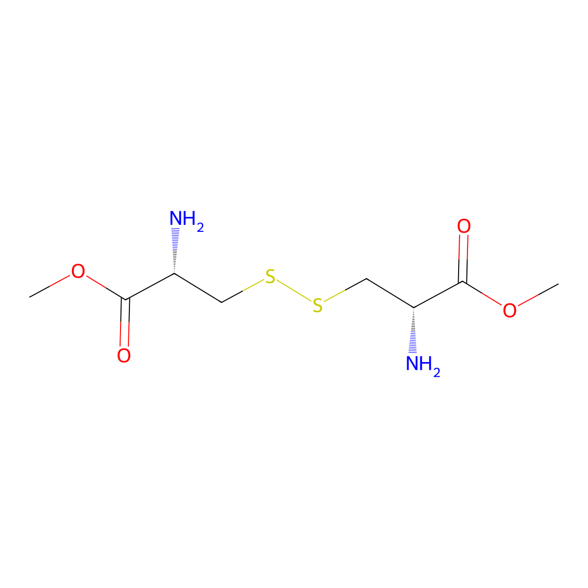 Methyl(2S)-2-amino-3-{[(2S)-2-amino-3-methoxy-3-oxopropyl]disulphanyl}propanoate molecular structure, CAS 444996-03-6