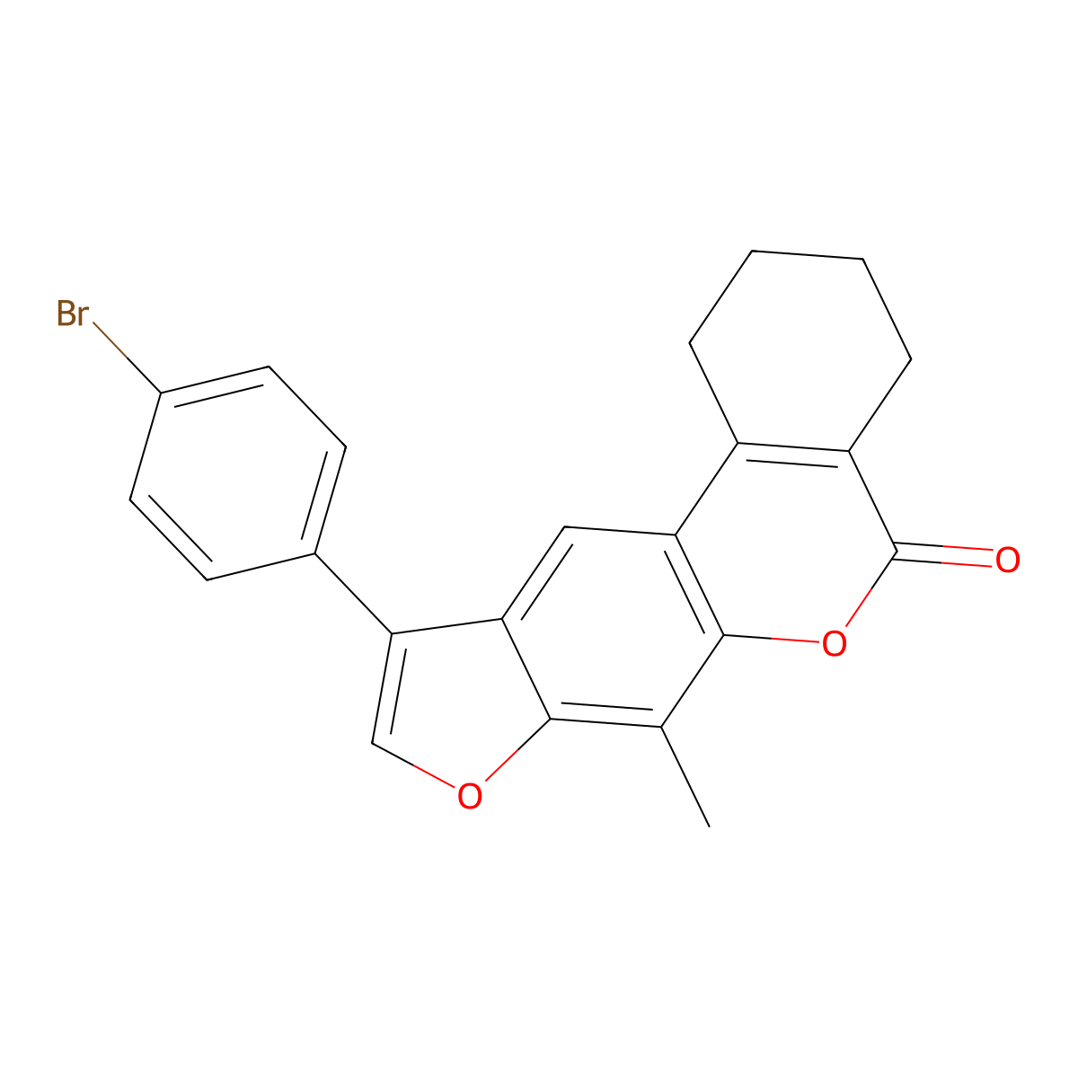 10-(4-bromophenyl)-7-methyl-1,2,3,4-tetrahydro-5H-benzo[c]furo[3,2-g]chromen-5-one molecular structure, CAS 444996-47-8