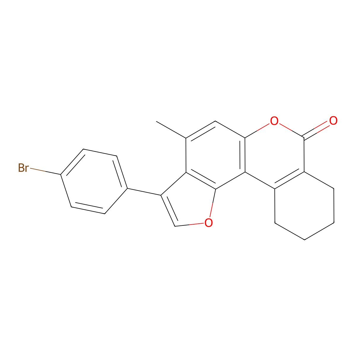 3-(4-bromophenyl)-4-methyl-8,9,10,11-tetrahydro-7H-benzo[c]furo[2,3-f]chromen-7-one molecular structure, CAS 444996-49-0