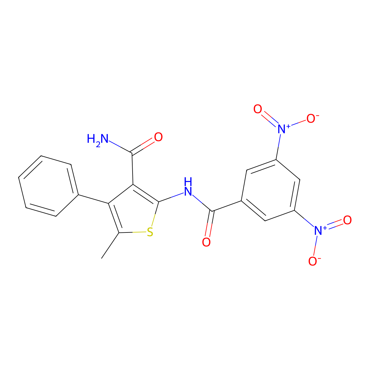 2-[(3,5-Dinitrobenzoyl)amino]-5-methyl-4-phenylthiophene-3-carboxamide molecular structure, CAS 444998-03-2
