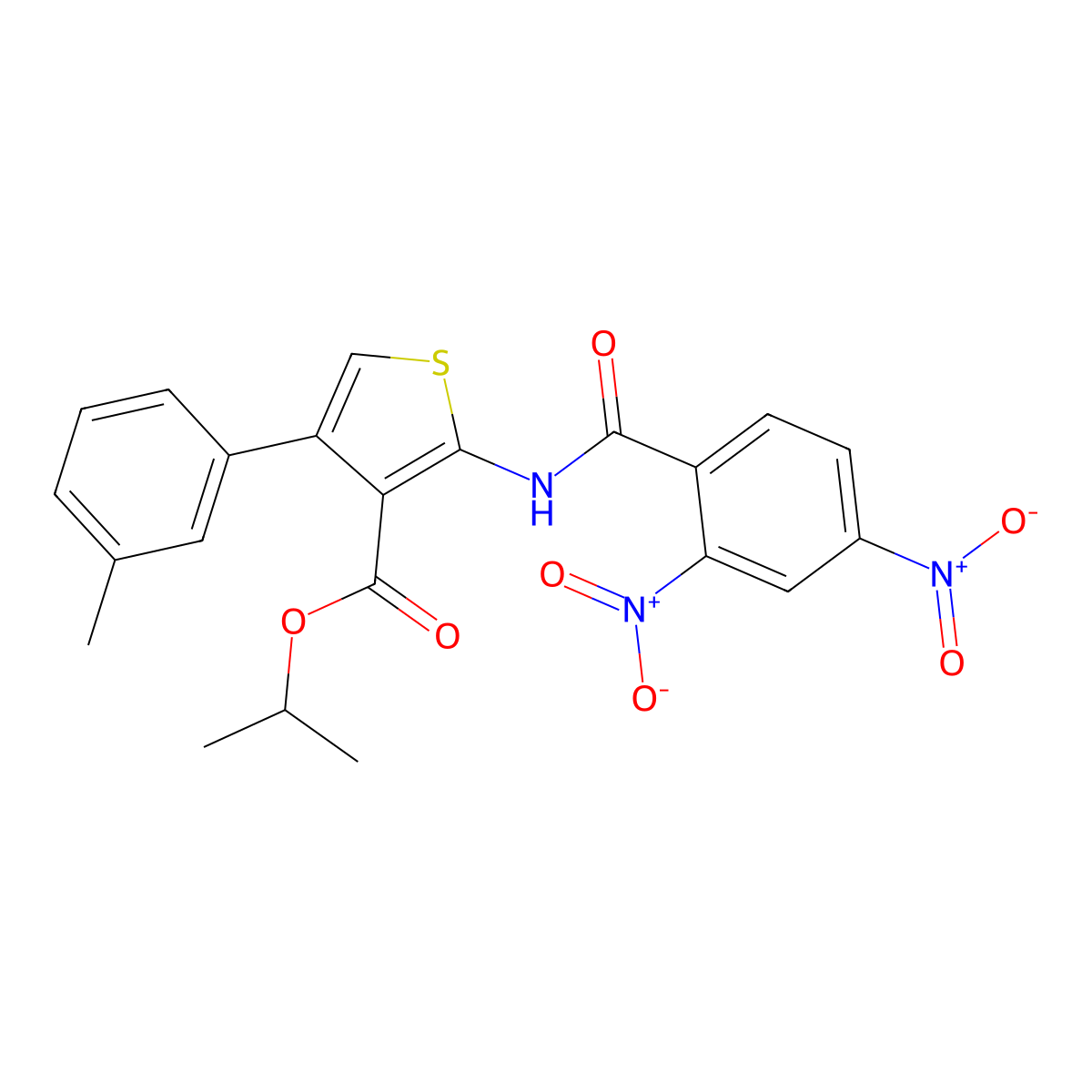 Isopropyl 2-({2,4-bisnitrobenzoyl}amino)-4-(3-methylphenyl)thiophene-3-carboxylate molecular structure, CAS 444998-07-6