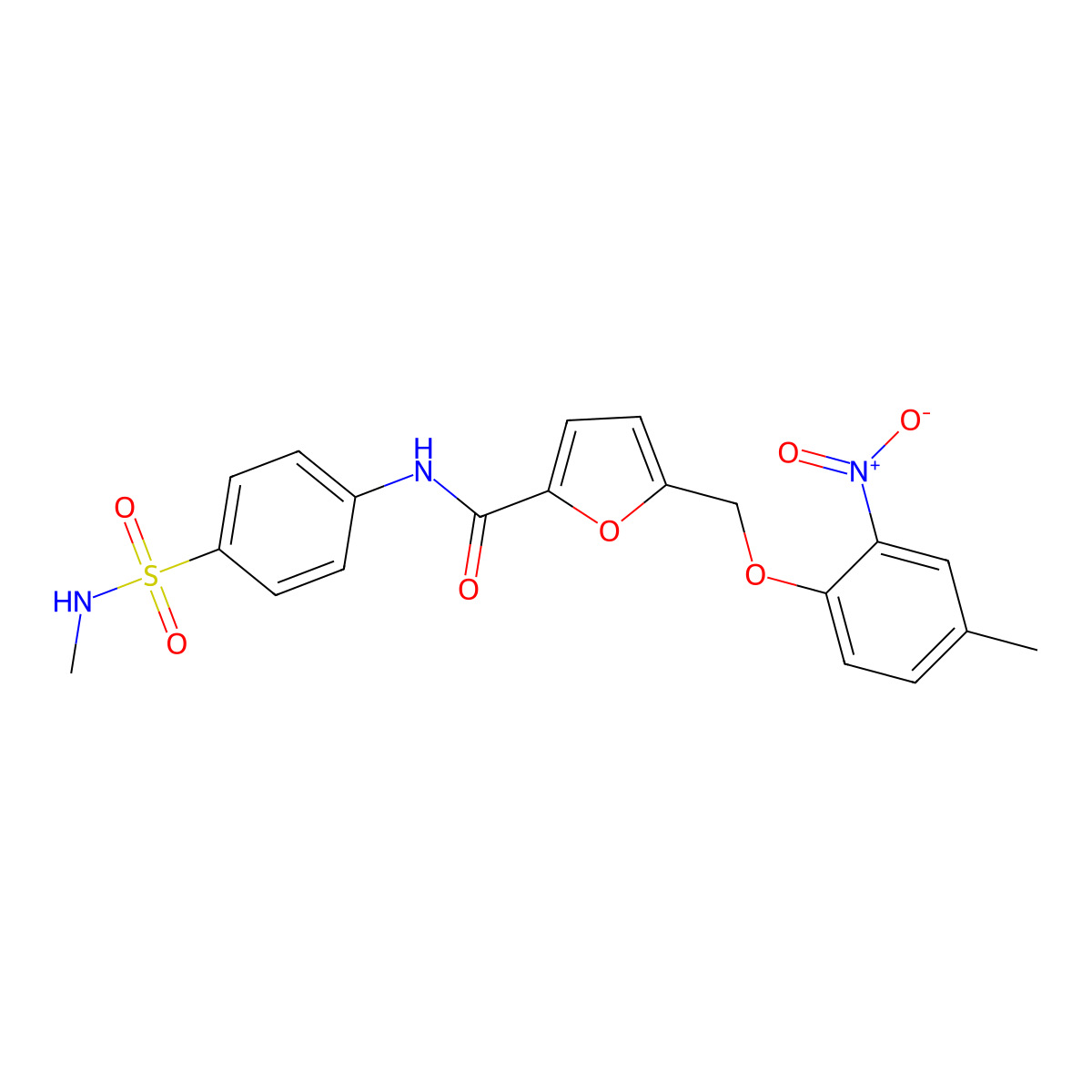 5-[(4-methyl-2-nitrophenoxy)methyl]-N-[4-(methylsulfamoyl)phenyl]furan-2-carboxamide molecular structure, CAS 444998-20-3