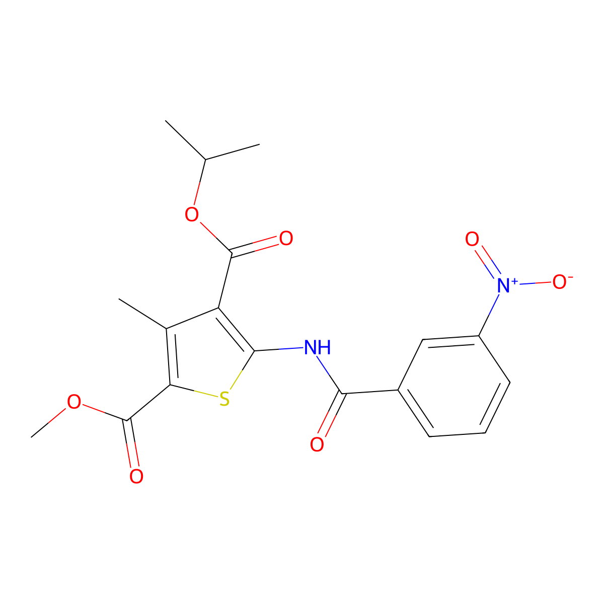2-O-methyl 4-O-propan-2-yl 3-methyl-5-[(3-nitrobenzoyl)amino]thiophene-2,4-dicarboxylate molecular structure, CAS 444998-36-1