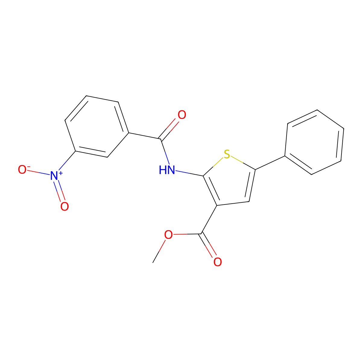 Methyl 2-[(3-nitrobenzoyl)amino]-5-phenylthiophene-3-carboxylate molecular structure, CAS 444998-74-7