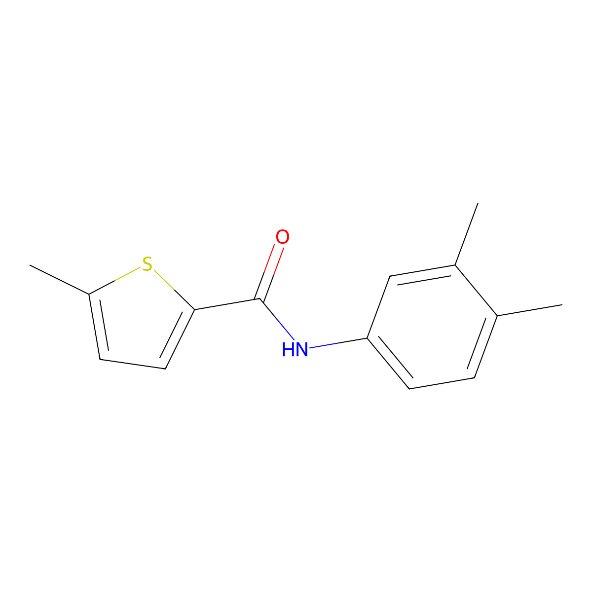 N-(3,4-dimethylphenyl)-5-methylthiophene-2-carboxamide molecular structure, CAS 444998-75-8