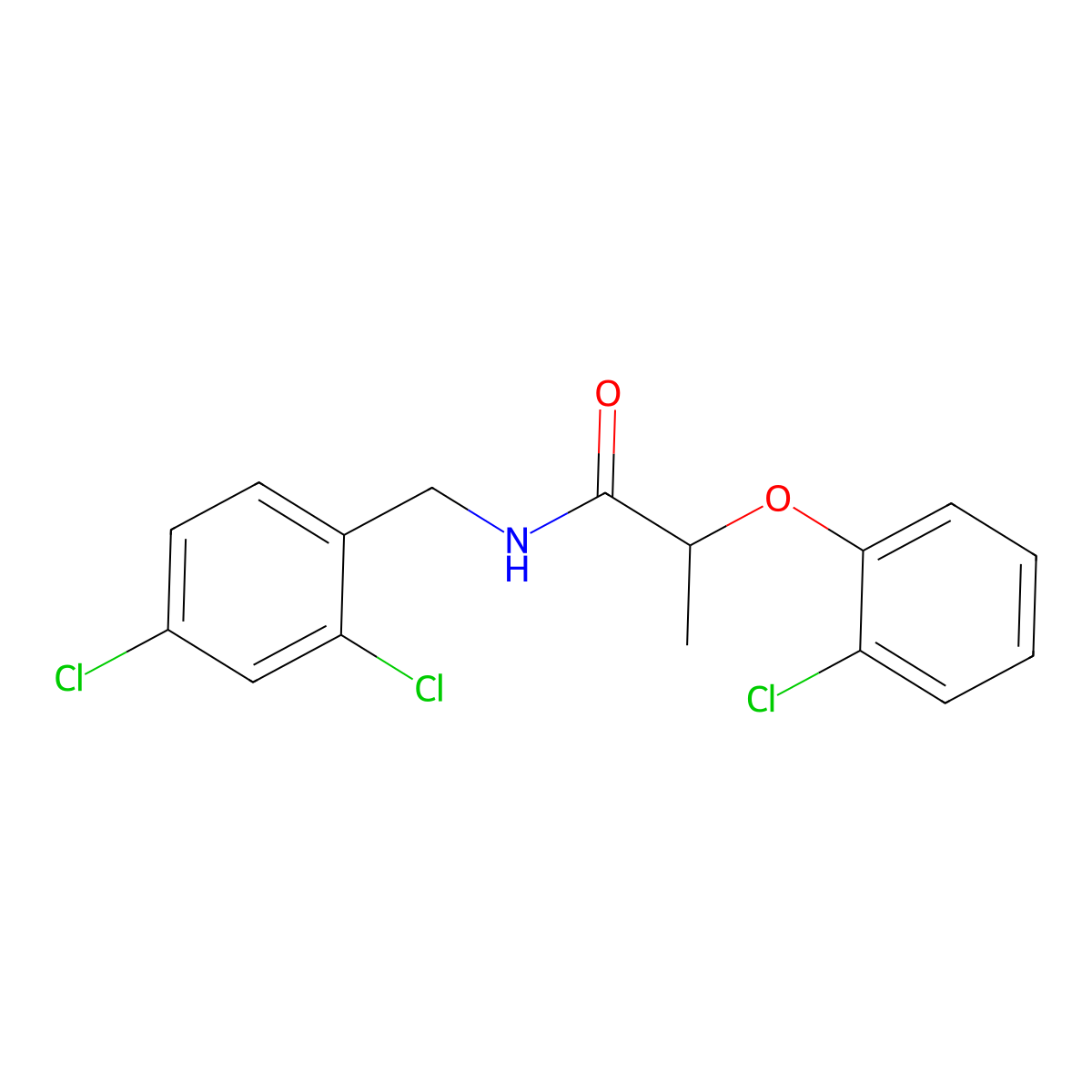 2-(2-chlorophenoxy)-N-(2,4-dichlorobenzyl)propanamide molecular structure, CAS 444998-81-6