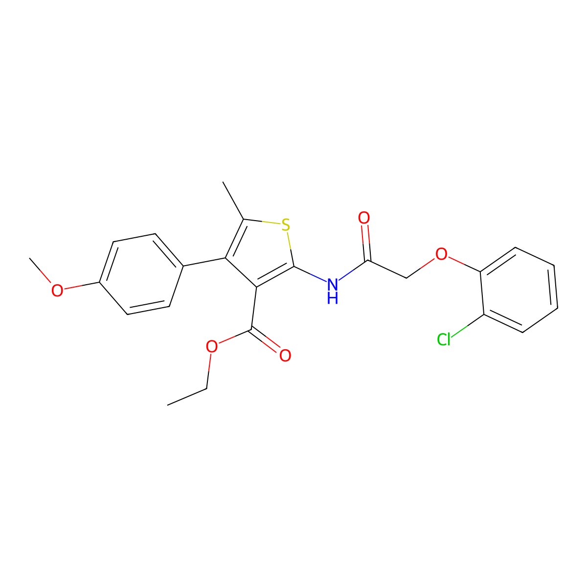 Ethyl 2-{[(2-chlorophenoxy)acetyl]amino}-4-(4-methoxyphenyl)-5-methylthiophene-3-carboxylate molecular structure, CAS 444998-84-9