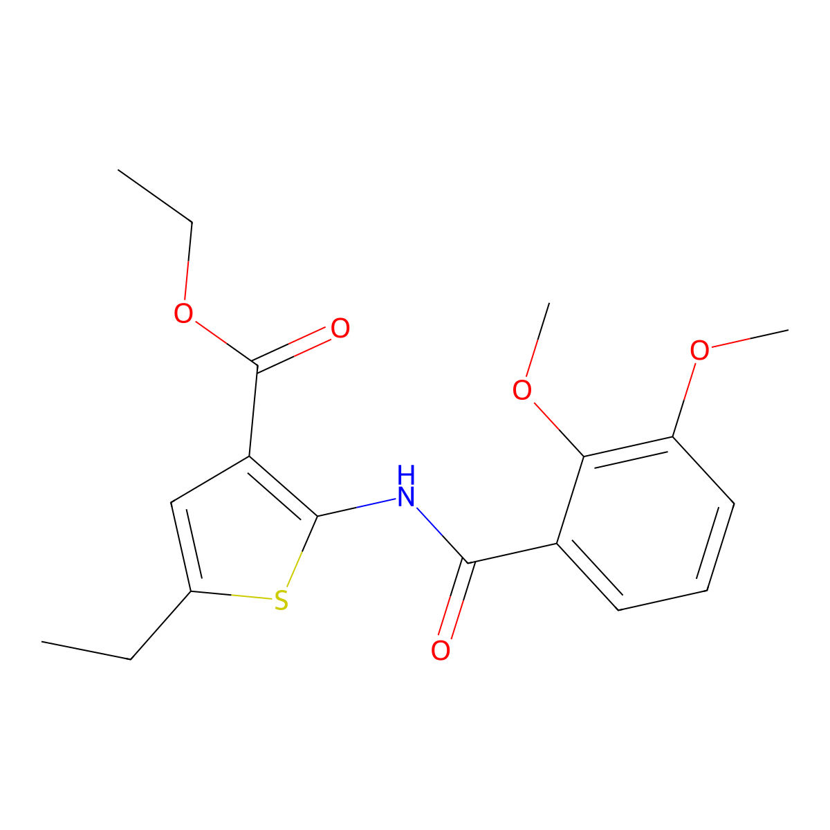 Ethyl 2-(2,3-dimethoxybenzamido)-5-ethylthiophene-3-carboxylate molecular structure, CAS 444999-02-4