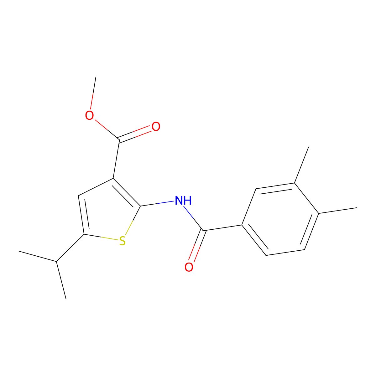 Methyl 2-[(3,4-dimethylbenzoyl)amino]-5-isopropylthiophene-3-carboxylate molecular structure, CAS 444999-25-1