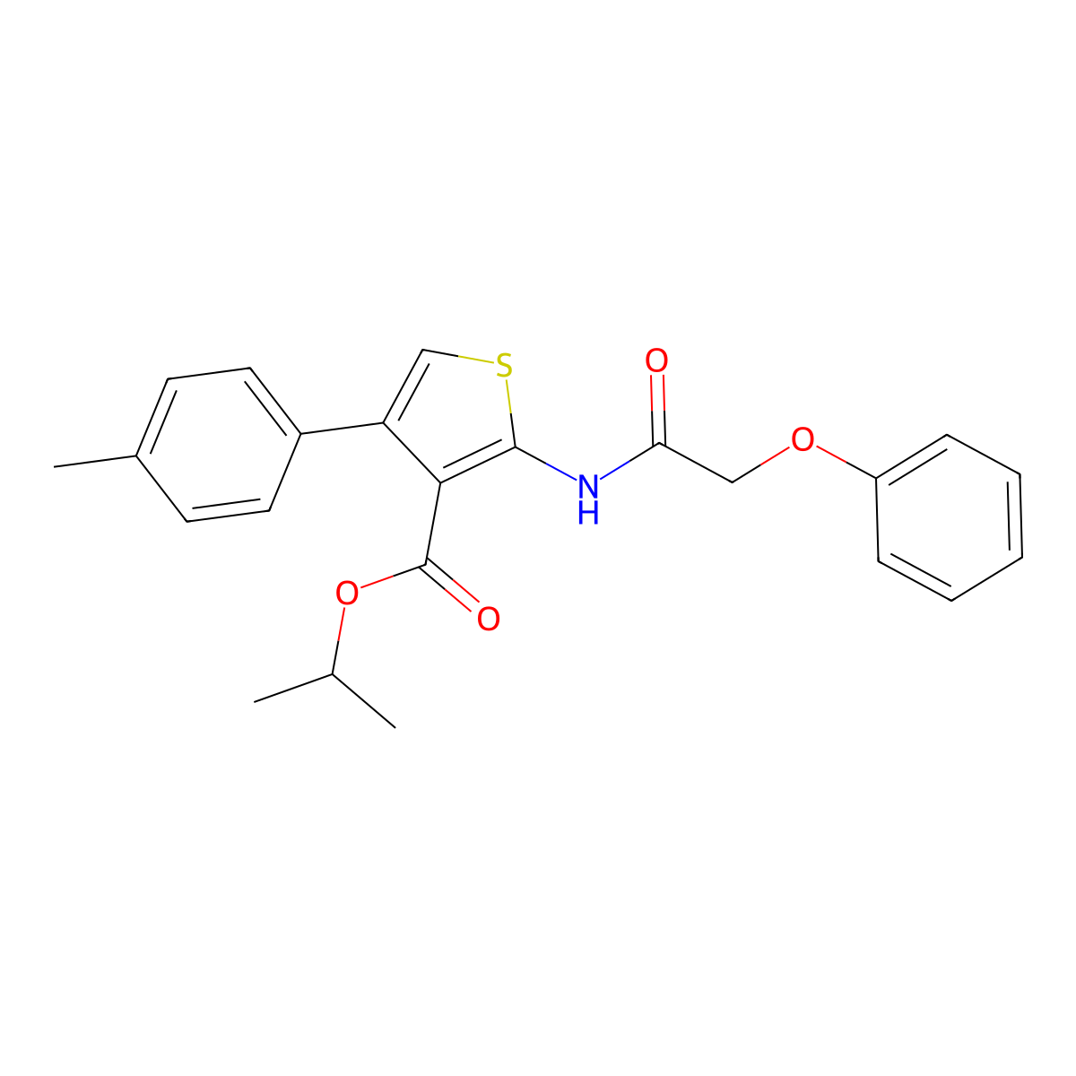 Isopropyl 4-(4-methylphenyl)-2-[(phenoxyacetyl)amino]thiophene-3-carboxylate molecular structure, CAS 444999-39-7