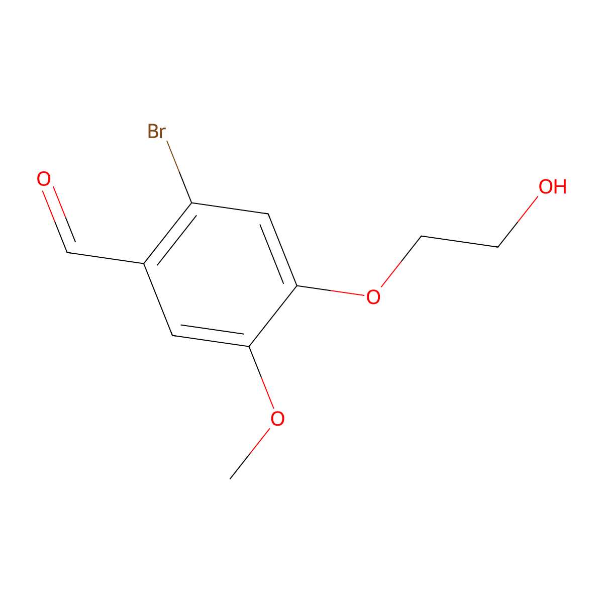 2-Bromo-4-(2-hydroxyethoxy)-5-methoxybenzaldehyde molecular structure, CAS 444999-51-3