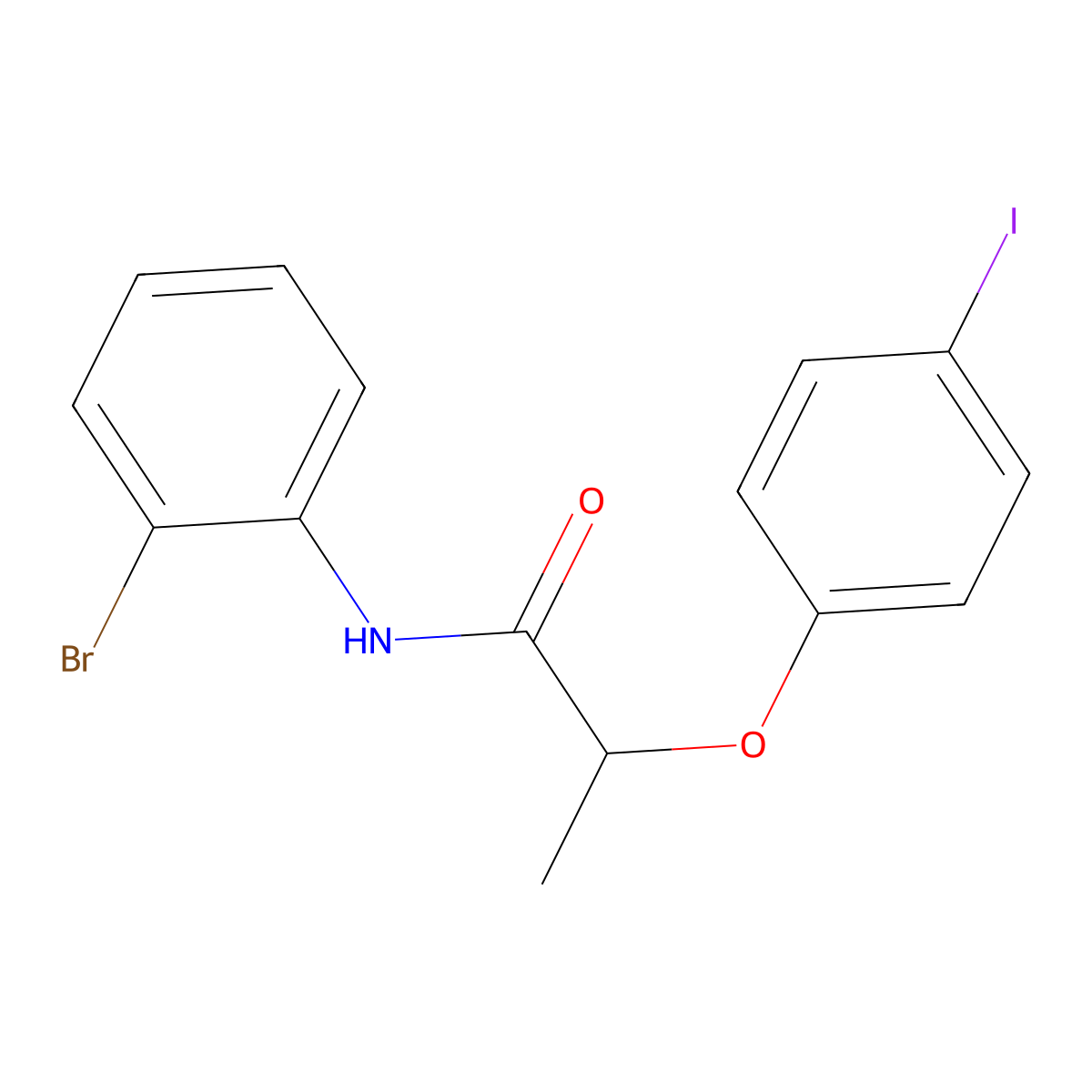 N-(2-bromophenyl)-2-(4-iodophenoxy)propanamide molecular structure, CAS 444999-68-2
