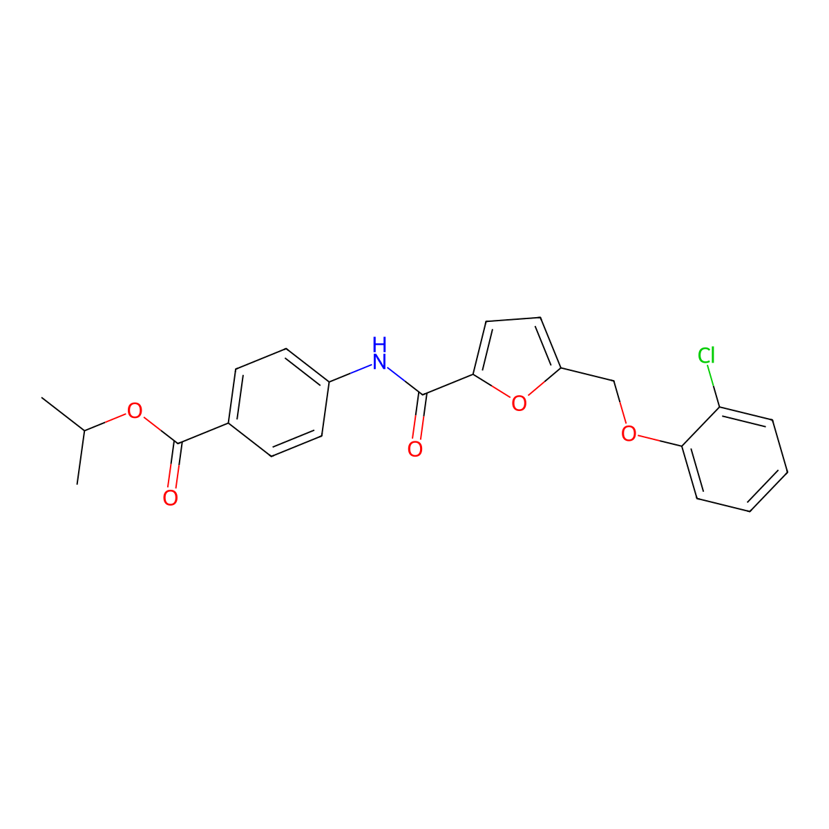 Propan-2-yl 4-[({5-[(2-chlorophenoxy)methyl]furan-2-yl}carbonyl)amino]benzoate molecular structure, CAS 444999-90-0