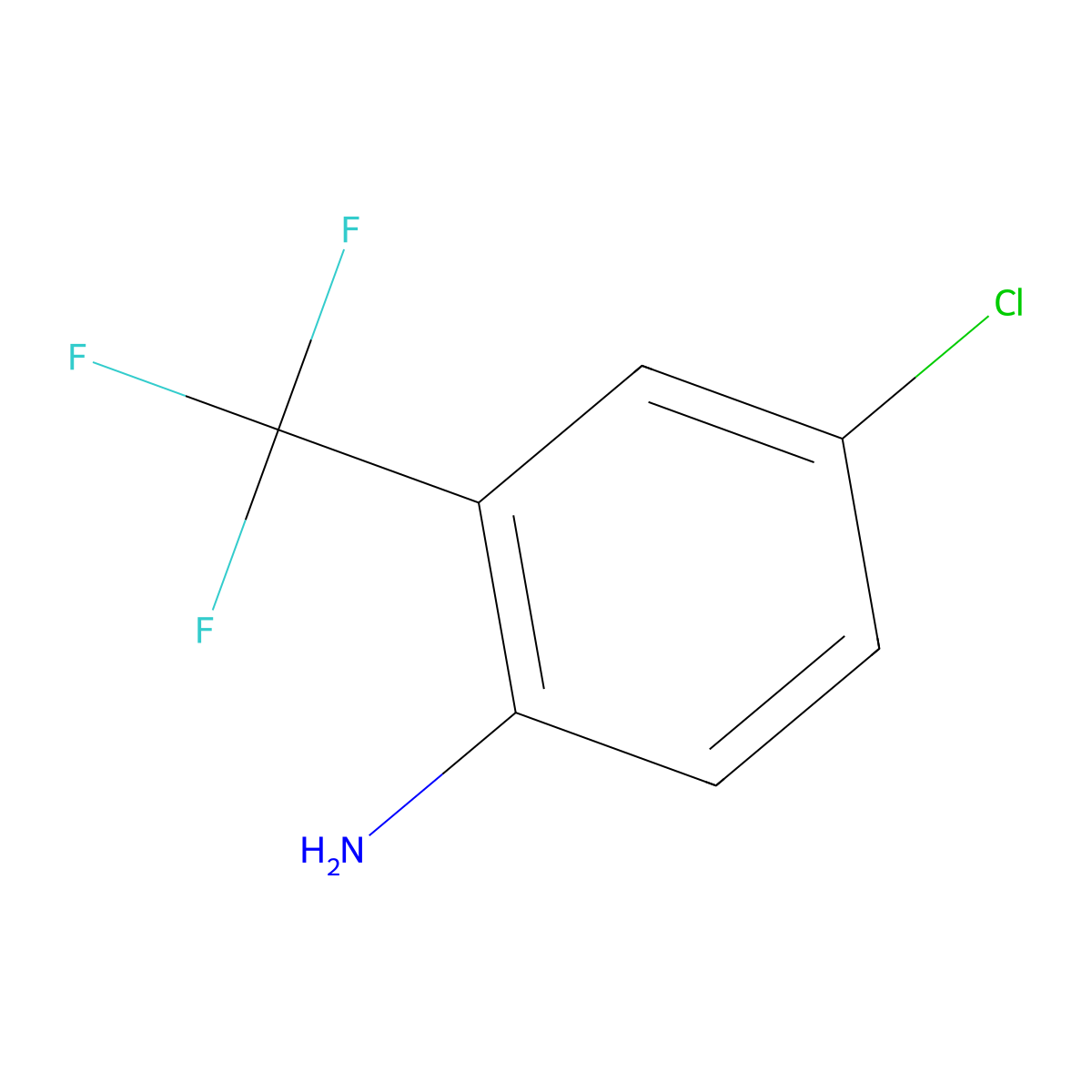 Benzenamine, 4-chloro-2-(trifluoromethyl)- molecular structure, CAS 445-03-4