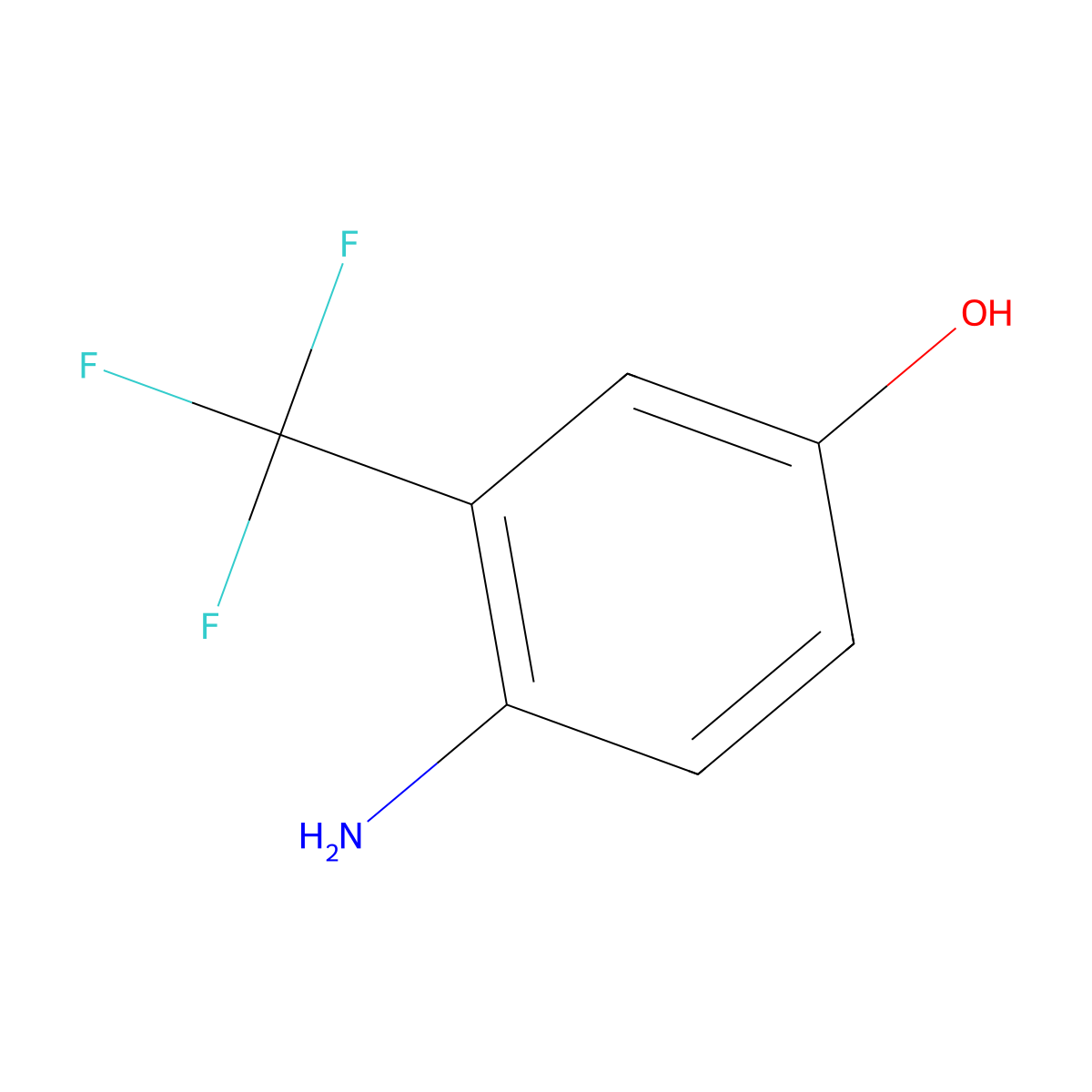2-Amino-5-hydroxybenzotrifluoride molecular structure, CAS 445-04-5