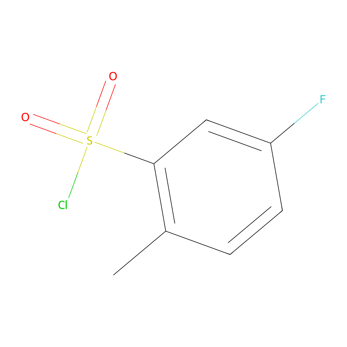 5-Fluoro-2-methylbenzenesulphonyl chloride molecular structure, CAS 445-05-6