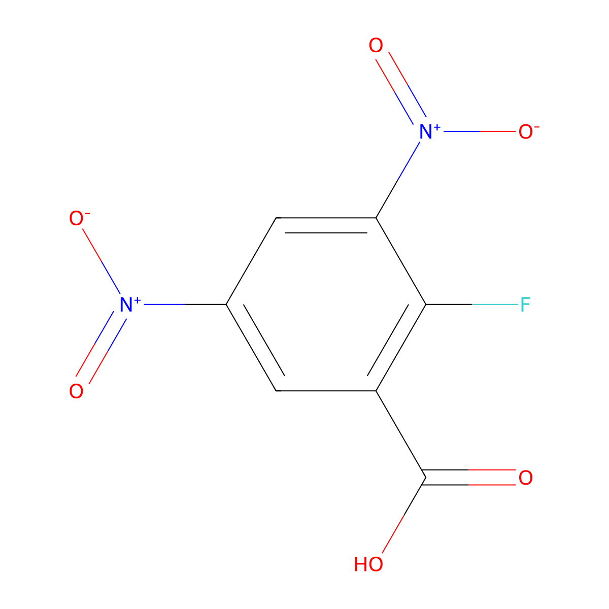 2-Fluoro-3,5-dinitrobenzoic acid molecular structure, CAS 445-65-8