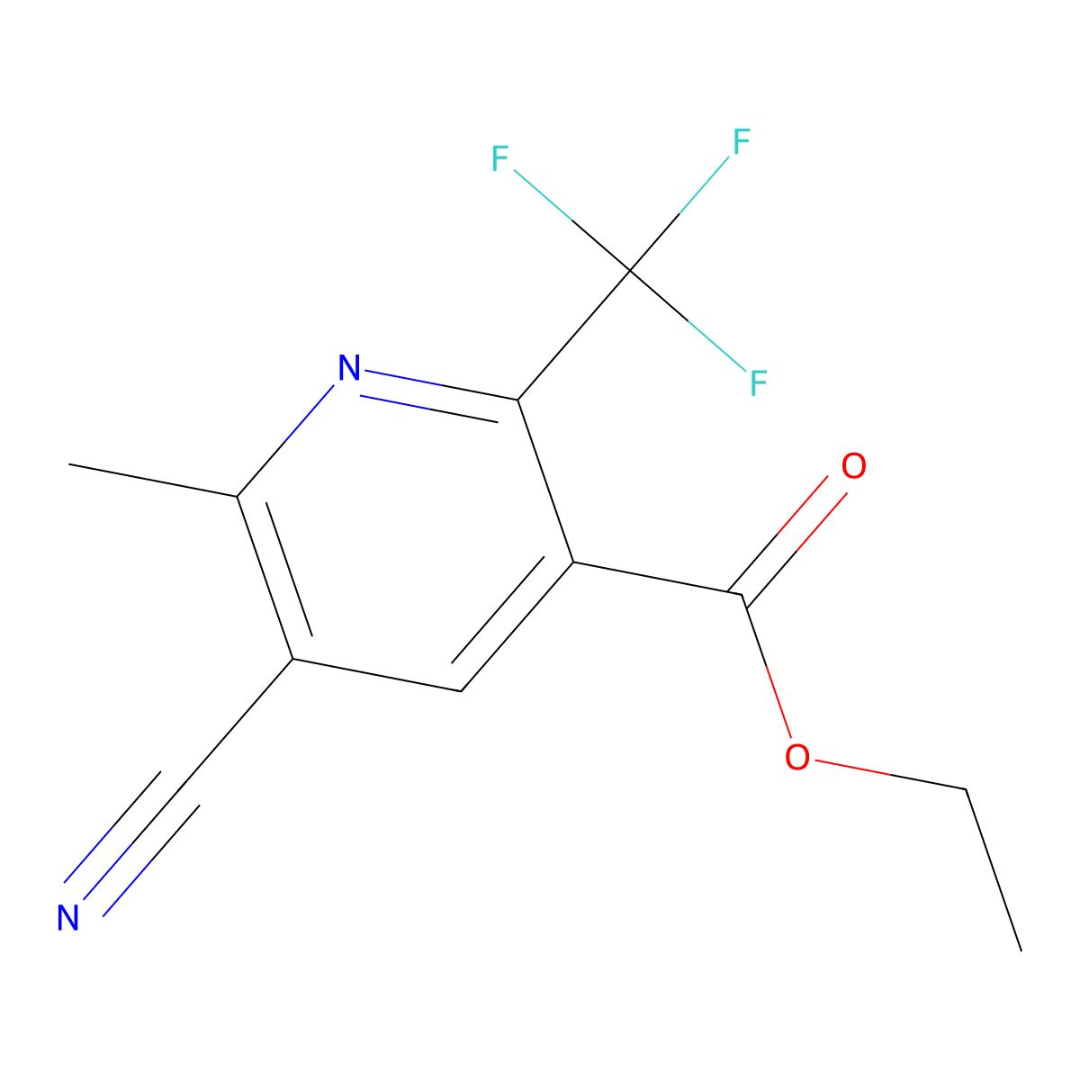 Ethyl 5-cyano-6-methyl-2-(trifluoromethyl)nicotinate molecular structure, CAS 445-71-6