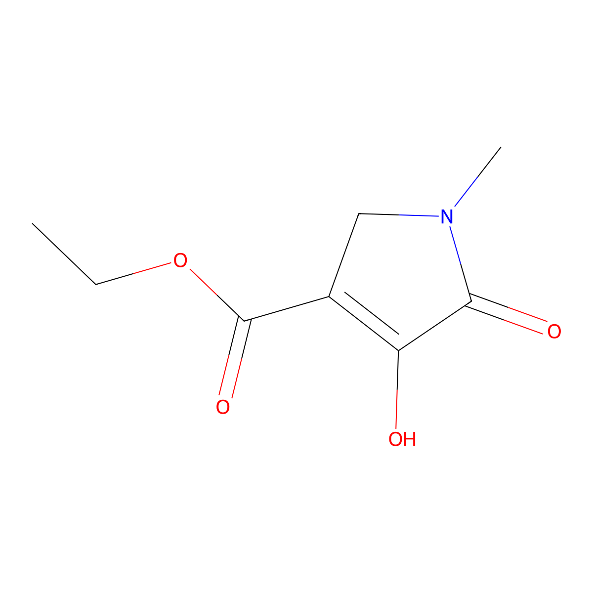 ethyl N-methyl-4-hydroxy-5-oxo-3-pyrroline-3-carboxylate iron chelate molecular structure, CAS 4450-97-9