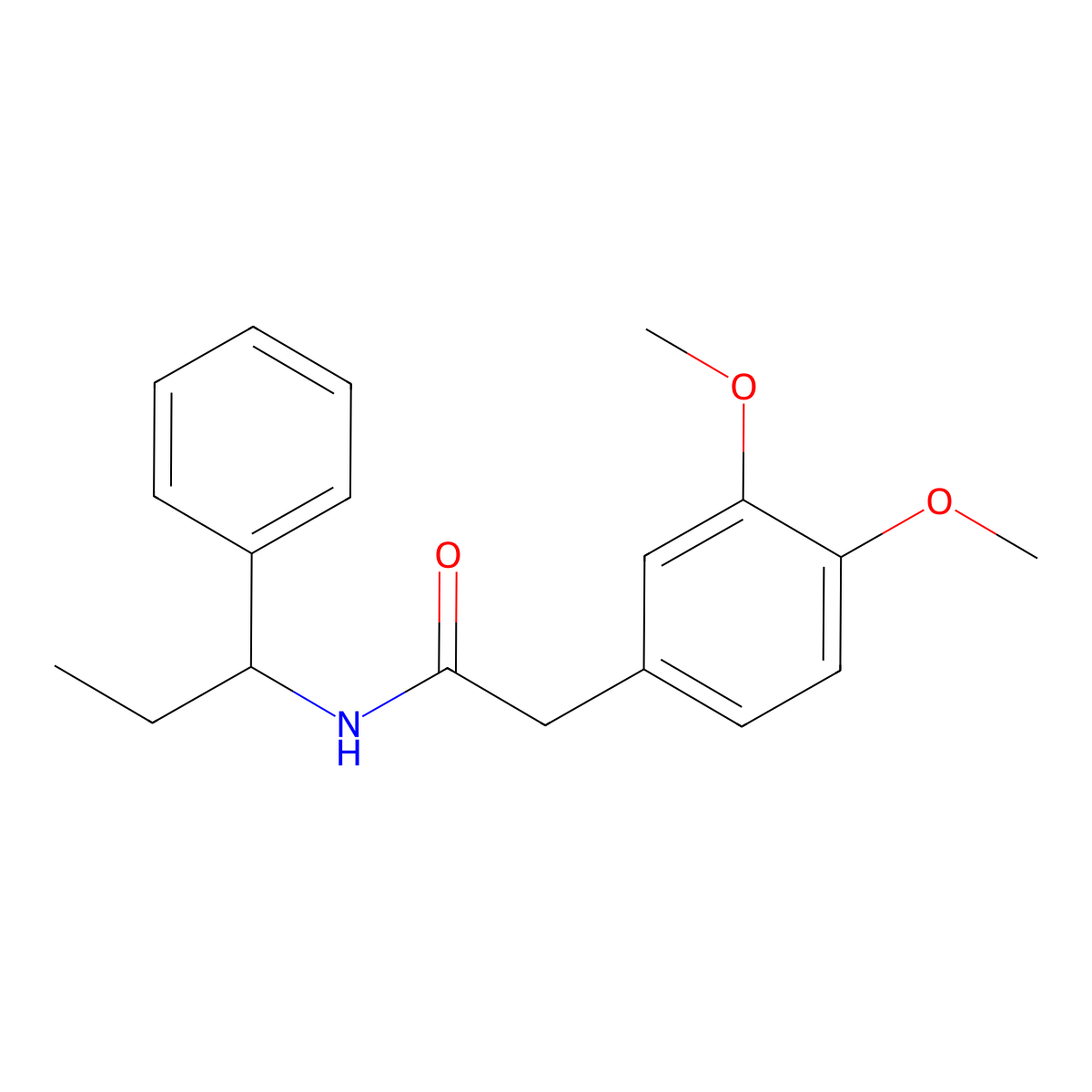 2-(3,4-dimethoxyphenyl)-N-(1-phenylpropyl)acetamide molecular structure, CAS 445000-01-1