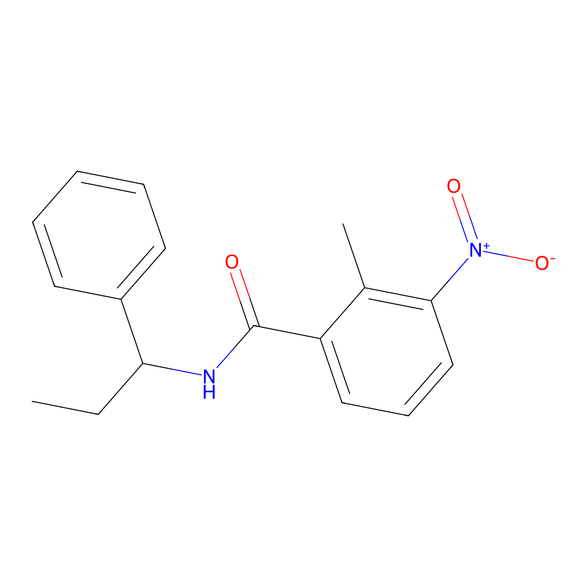 2-methyl-3-nitro-N-(1-phenylpropyl)benzamide molecular structure, CAS 445000-17-9