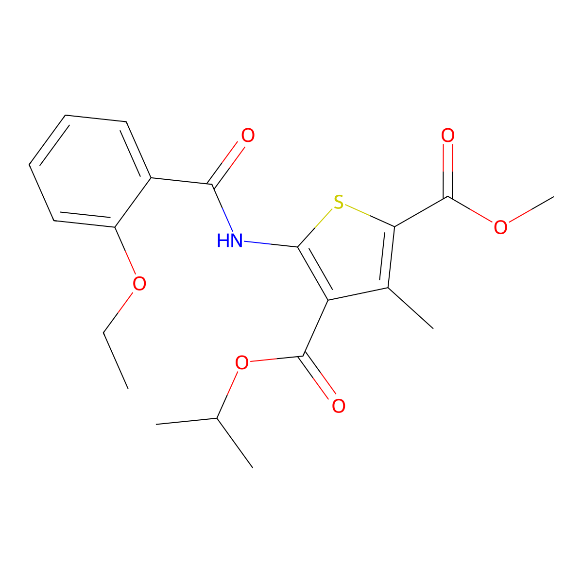 2-O-methyl 4-O-propan-2-yl 5-[(2-ethoxybenzoyl)amino]-3-methylthiophene-2,4-dicarboxylate molecular structure, CAS 445000-19-1