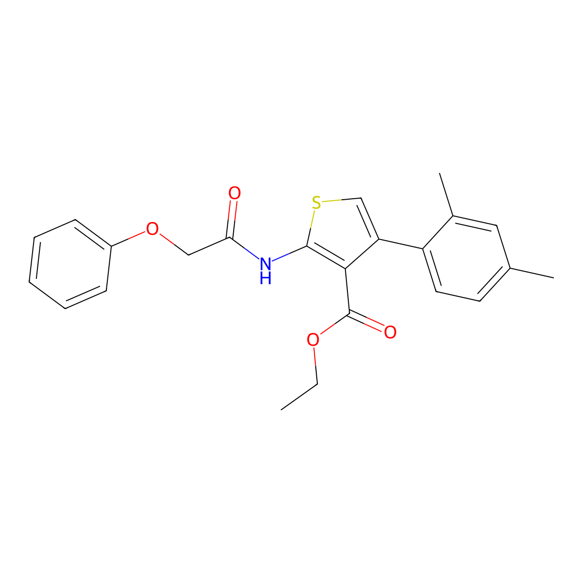 Ethyl 4-(2,4-dimethylphenyl)-2-[(phenoxyacetyl)amino]thiophene-3-carboxylate molecular structure, CAS 445000-24-8